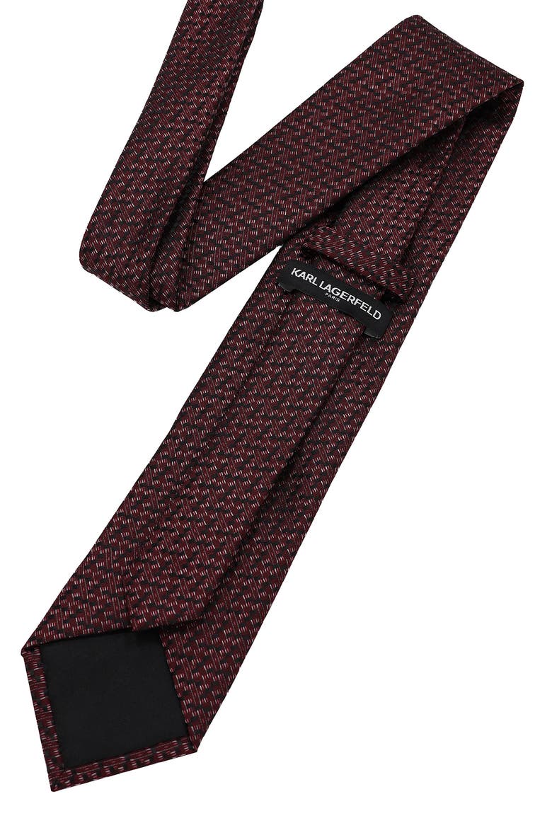 Textured Neat Tie, Alternate, color, BLACK/ BURGUNDY
