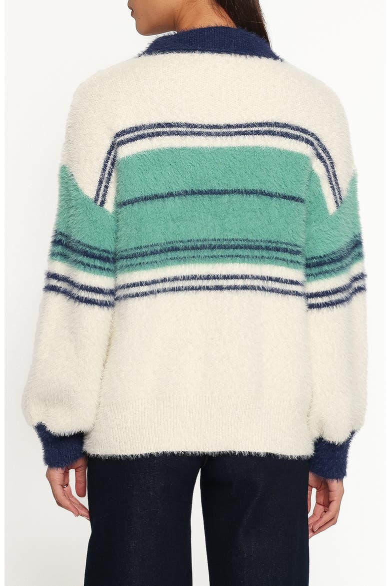Vickie Quarter Zip Sweater, Alternate, color, CREAM GREEN STRIPE