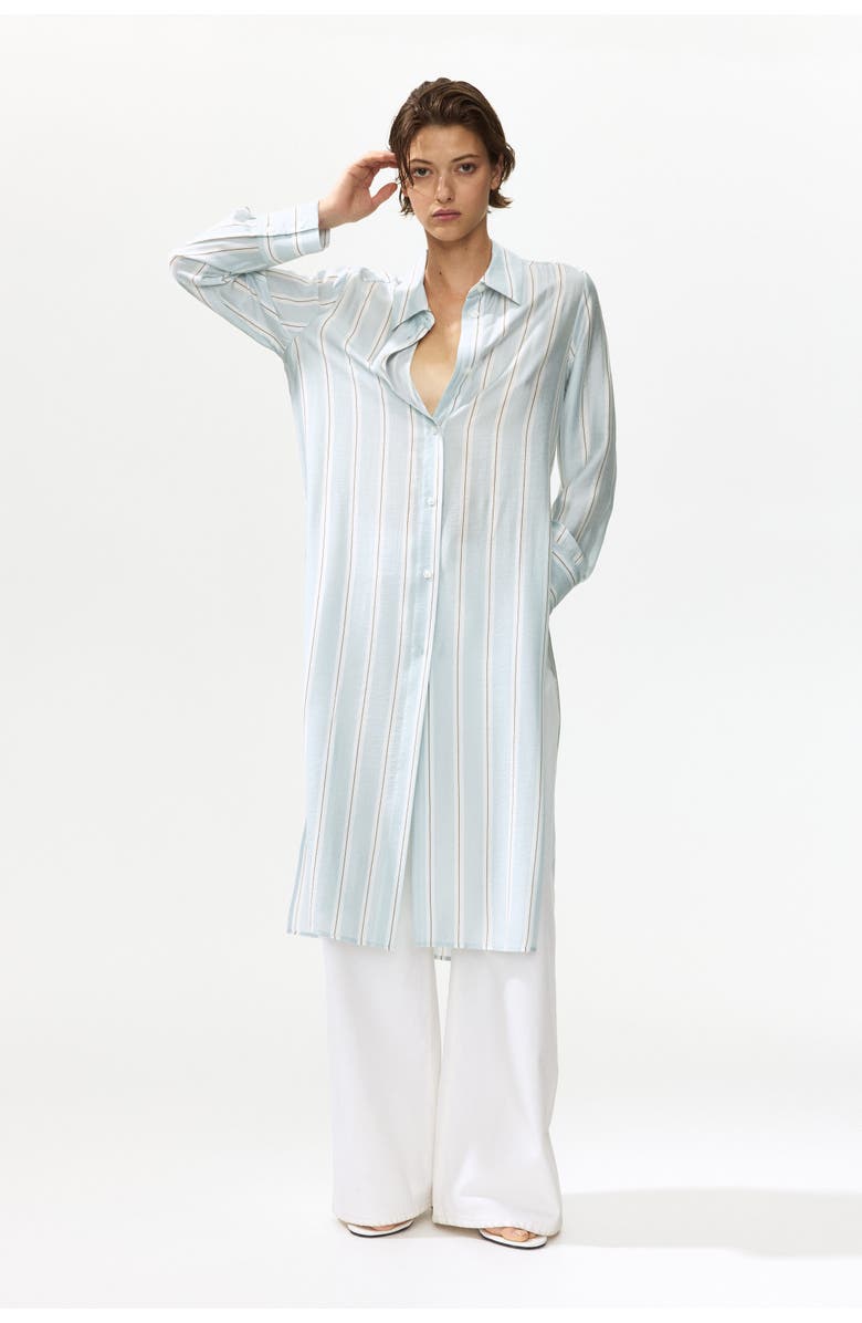 H&M Long viscose-blend shirt, Main, color, Light Blue/Striped