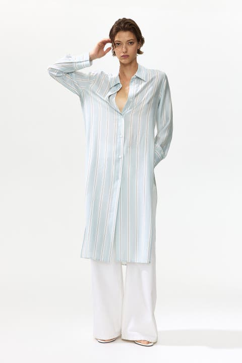 Long viscose-blend shirt