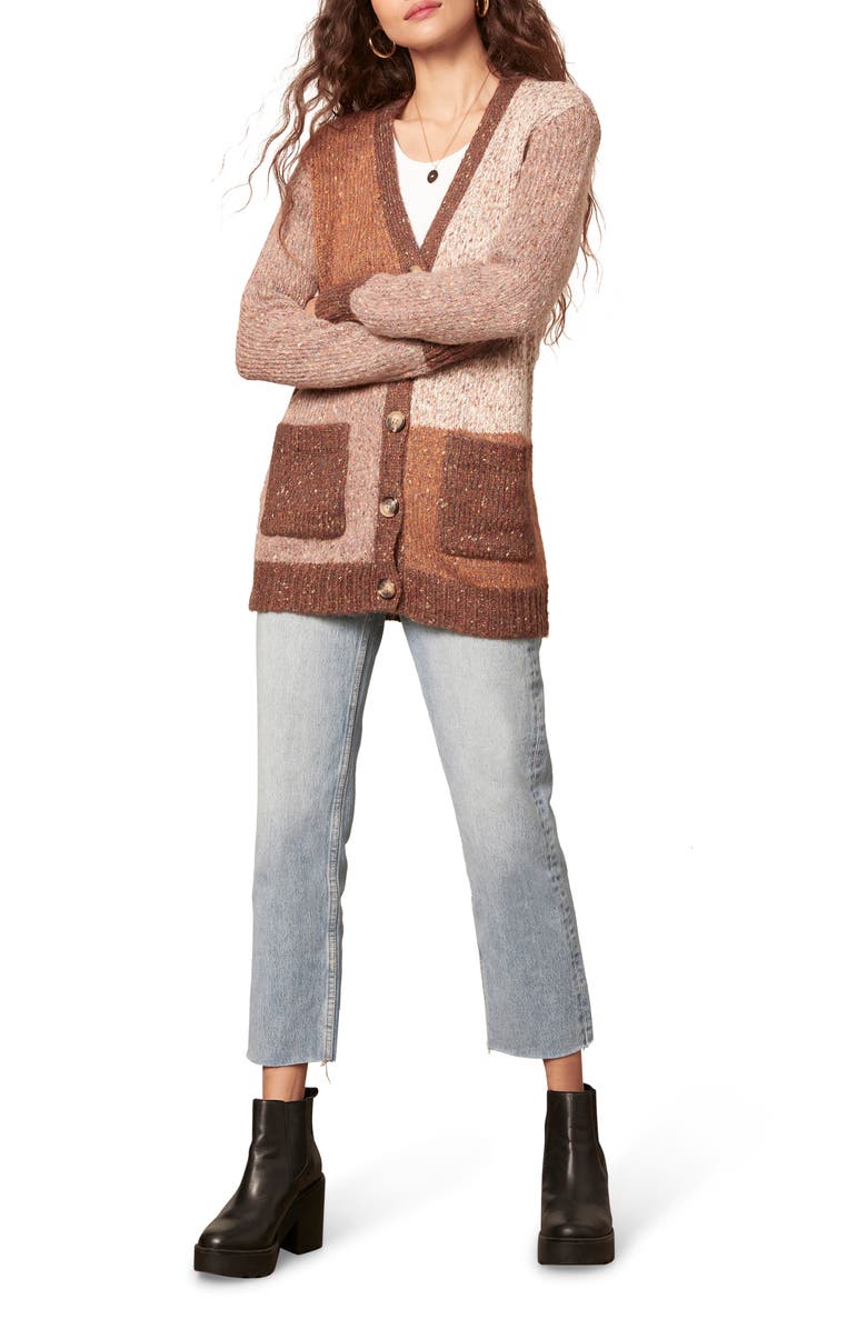 BB Dakota by Steve Madden BB Dakota Back to Block Patchwork Cardigan, Alternate, color,