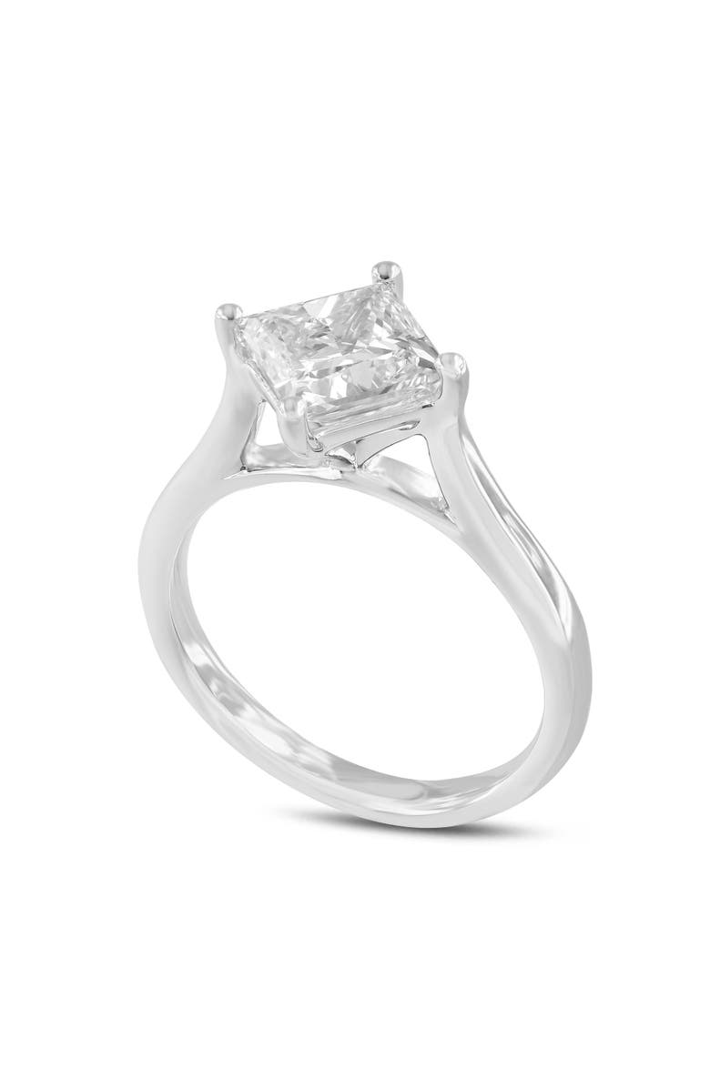 LuvMyJewelry Elitsa 14K White Gold Princess Cut Lab Grown Diamond Solitaire Engagement Ring - 2.1 Ct, Main, color, 14K White Gold