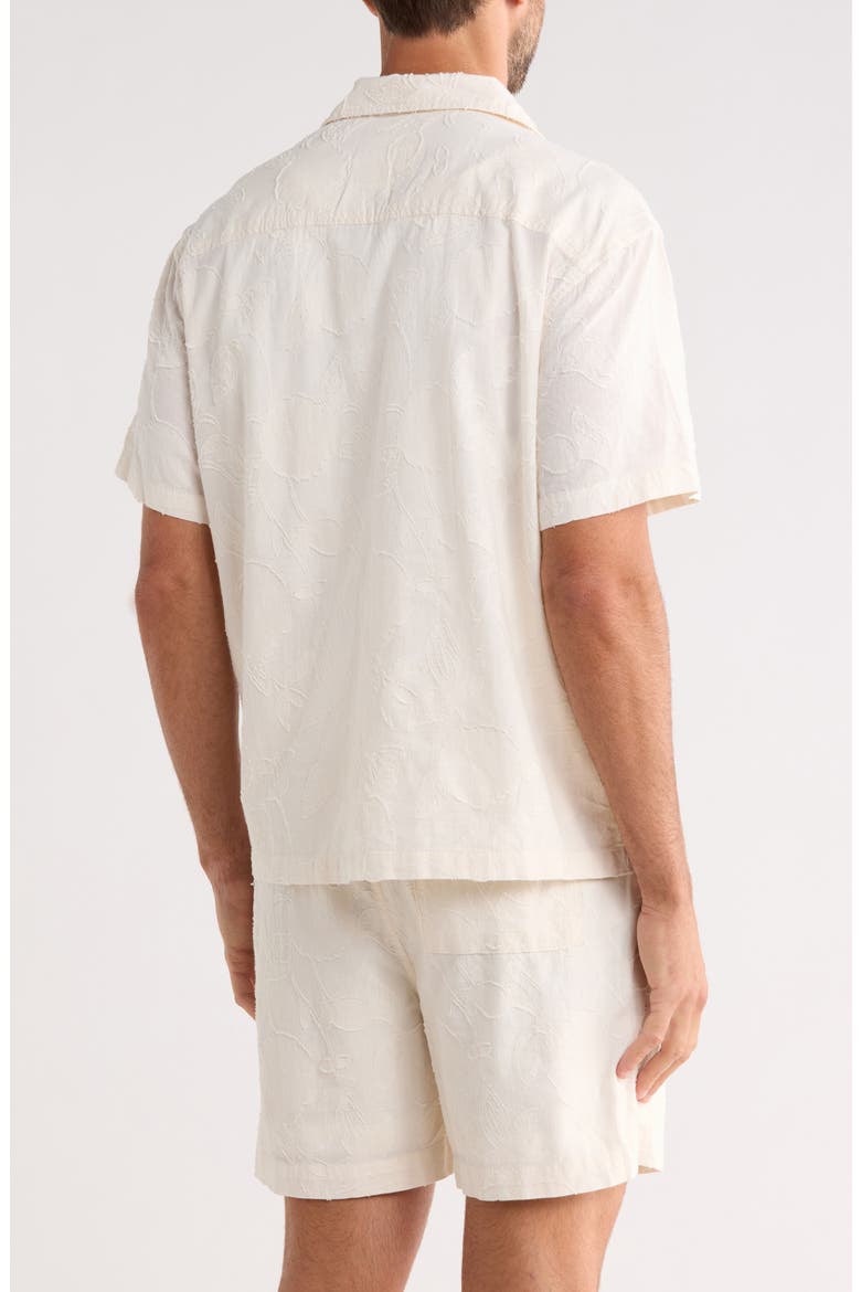 Floral Embroidered Cotton Camp Shirt & Shorts Set, Alternate, color, WHITE