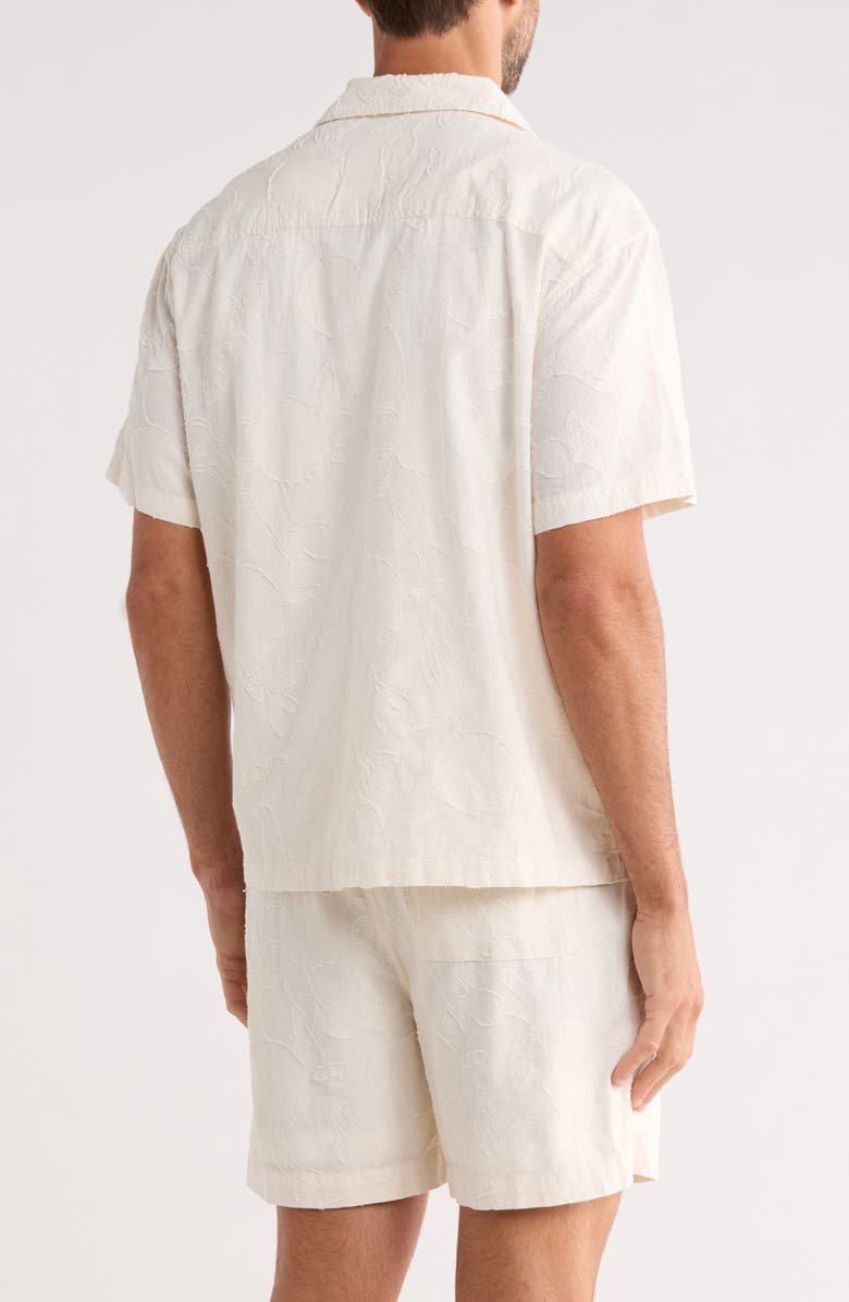 DENIM AND FLOWER Floral Embroidered Cotton Camp Shirt & Shorts Set, Alternate, color, White