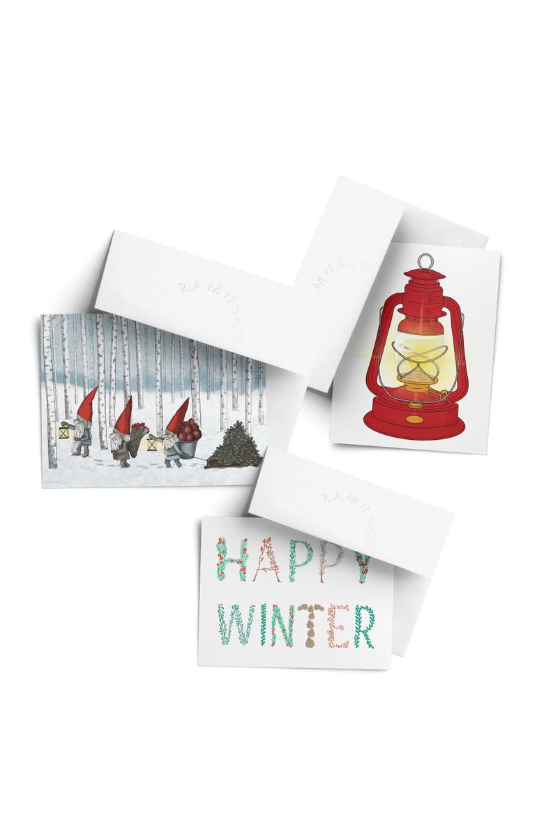 Ramus & Co Winter Lamp, Happy Winter, Gnomes Winter/Holiday/Christmas Greeting Card Pack Sets, Main, color, Multi-Pack
