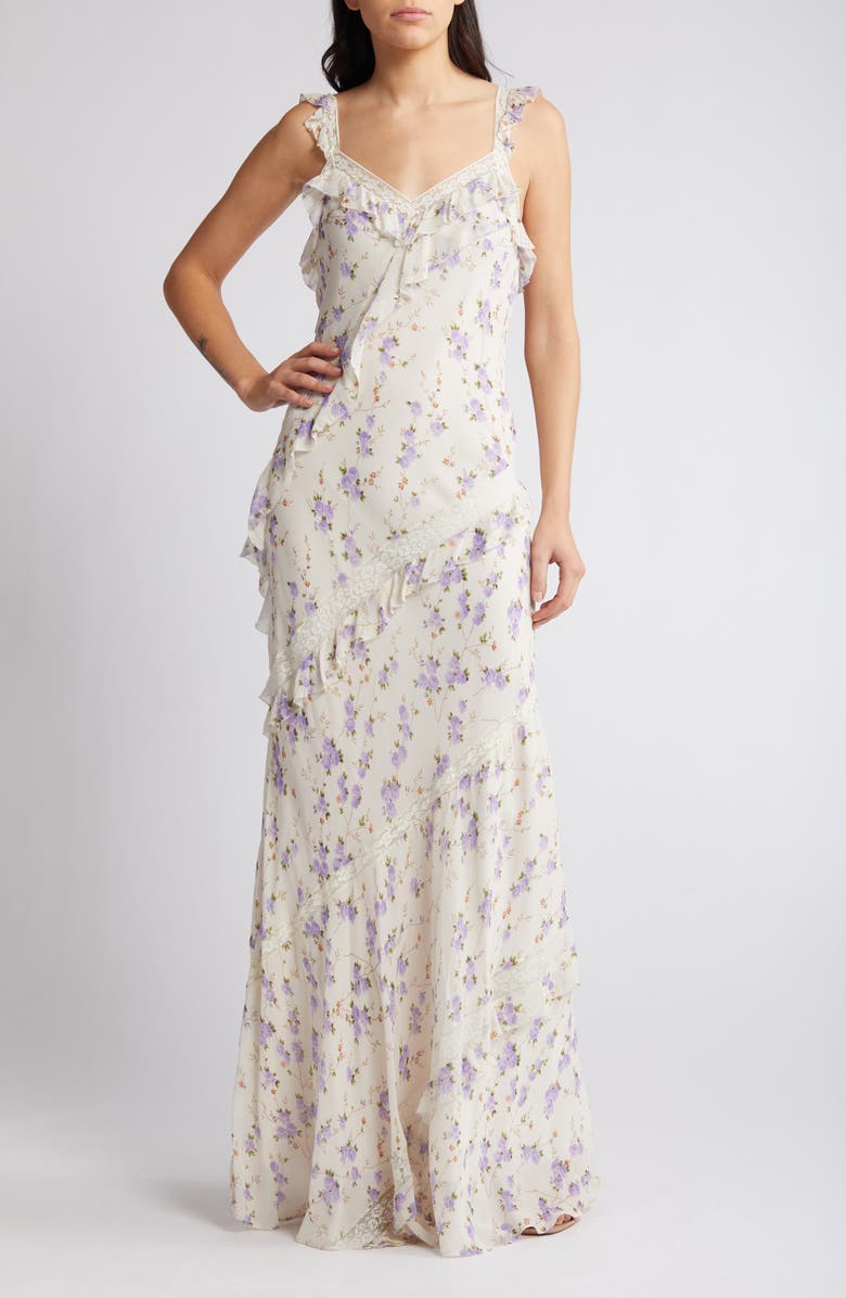 LoveShackFancy Radiance Floral Ruffle Maxi Dress, Main, color, 