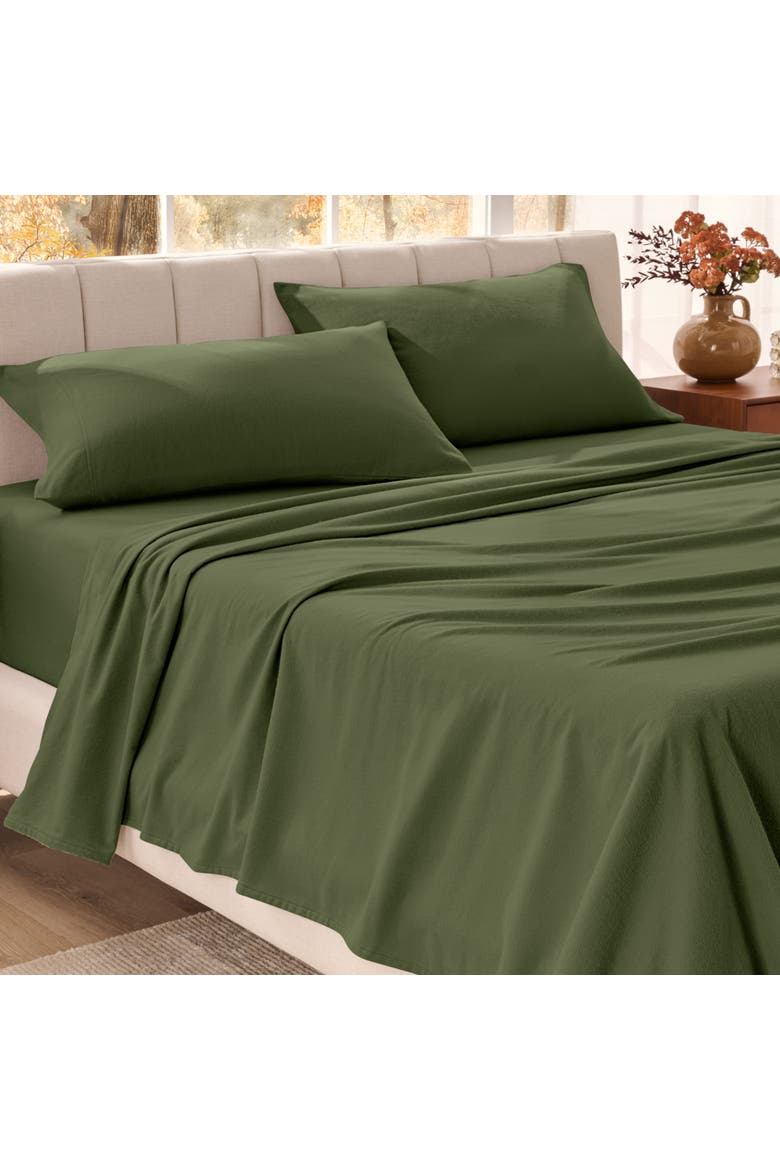 100% Organic Cotton Flannel Sheet Set - Split King, Alternate, color, Cypress