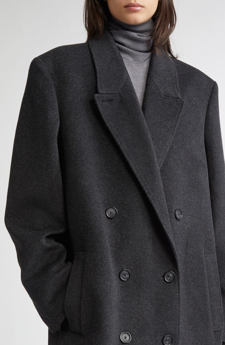 TOTEME Double Breasted Cashmere Coat, Alternate, color, Charcoal Melange