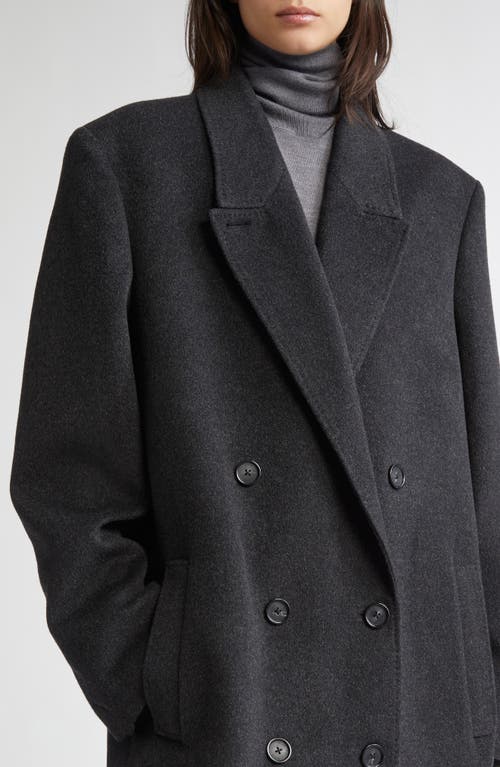Totême Double-breasted Cashmere Coat Charcoal In Gray