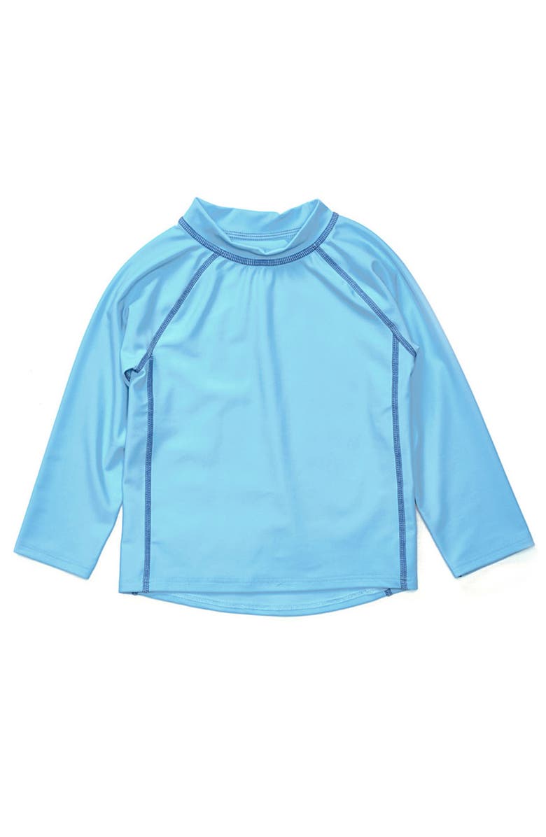 Leveret Kids Long Sleeve Rash Guard, UPF 50+ Swim Shirt, Main, color, Light Blue