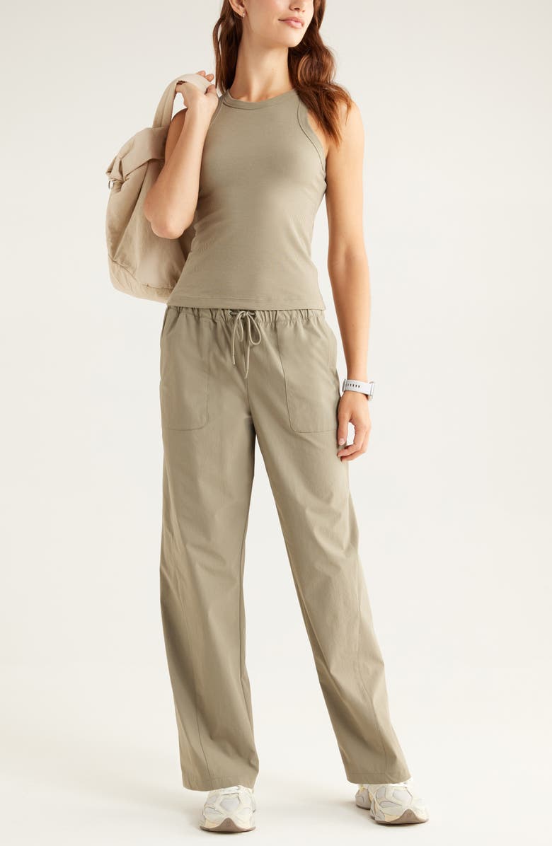 Zella Go-To Rib Performance Tank, Alternate, color, Green Vetiver