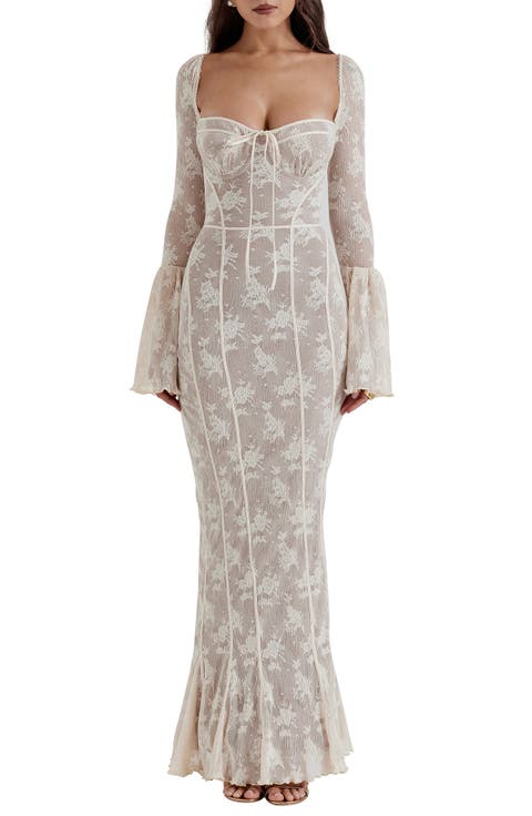 Delilah Floral Long Sleeve Lace Maxi Dress