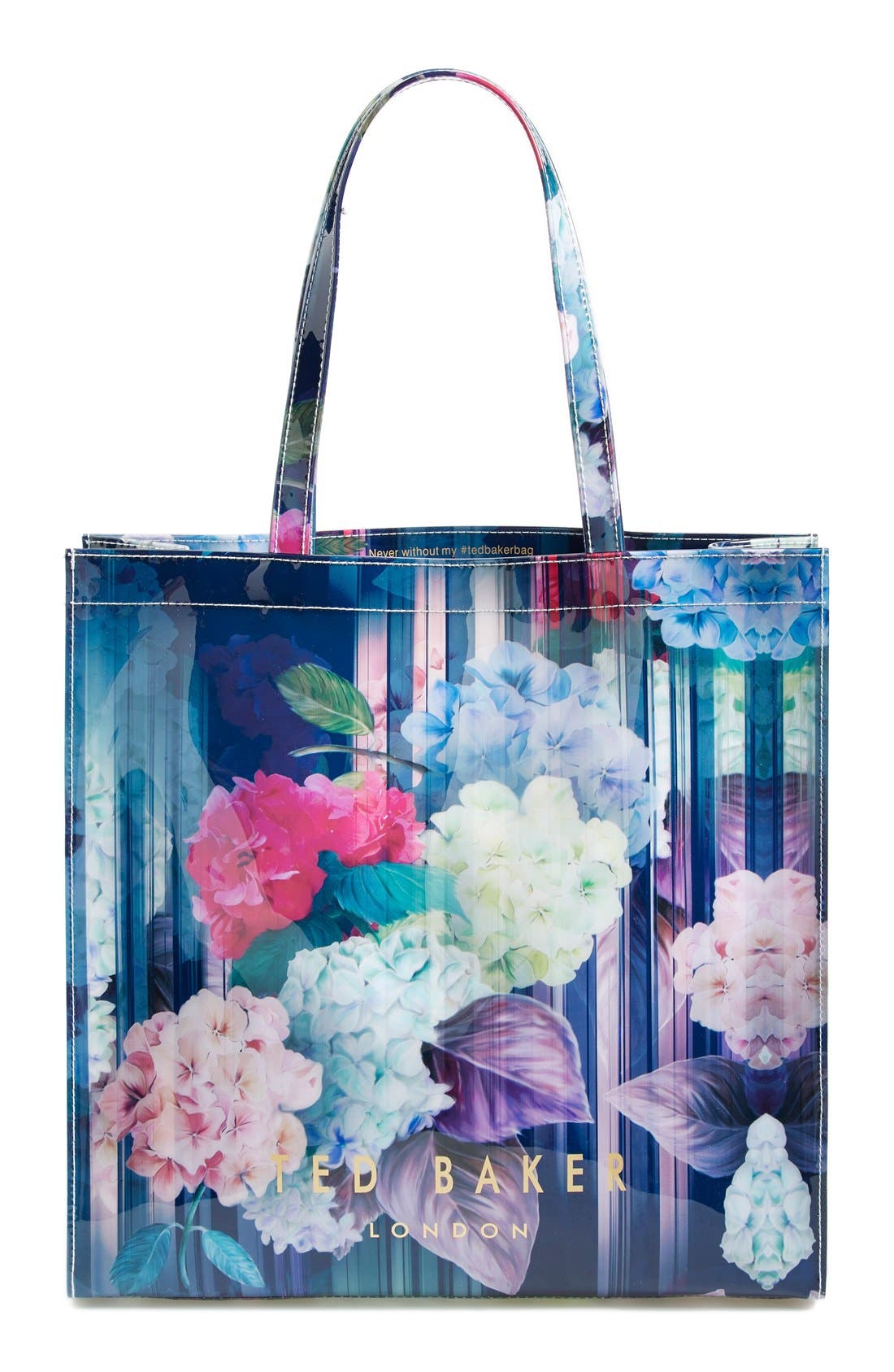 'Danacon - Large Hydrangea Haze Icon' Tote, Main, color, NAVY