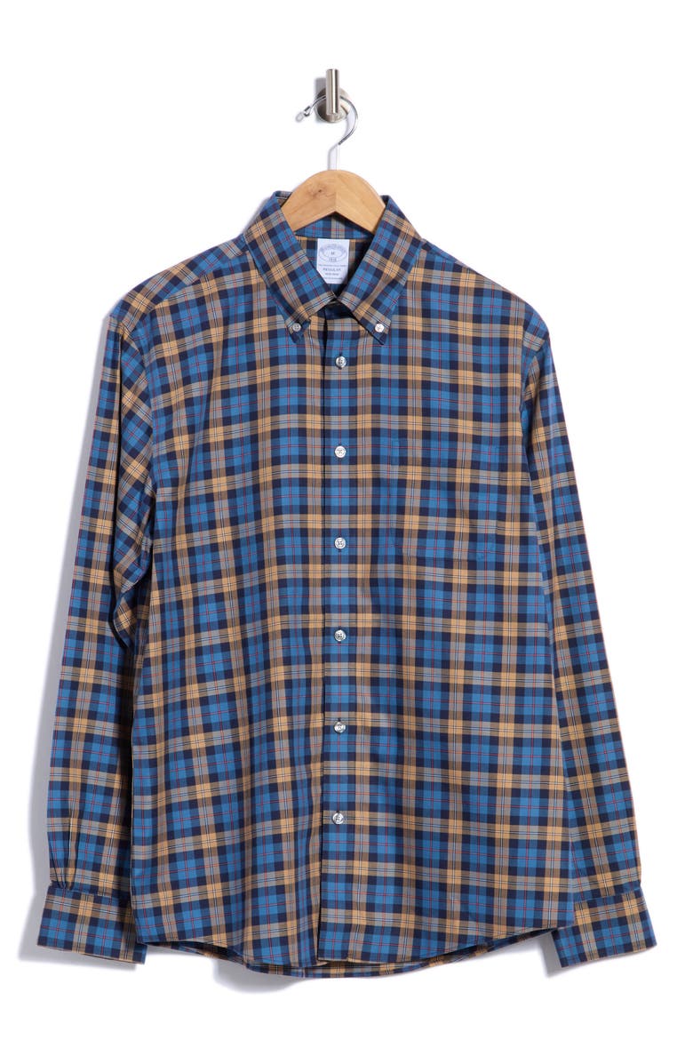 Regular Fit Plaid Cotton Twill Shirt, Alternate, color, TIGERSEYETARTAN