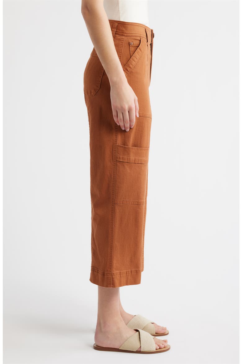 Skyrise Cotton Crop Wide Leg Utility Pants, Alternate, color, DESERT BRONZE