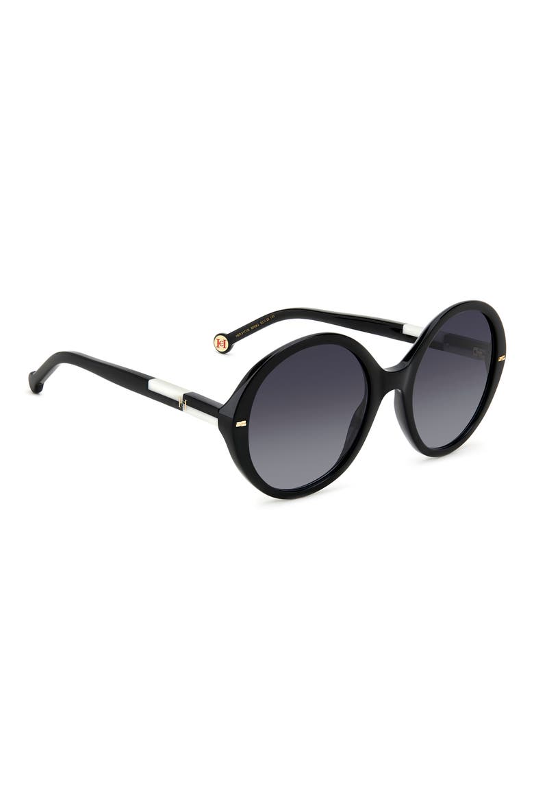 55mm Round Sunglasses, Alternate, color, BLACK WHITE/ GREY SHADED