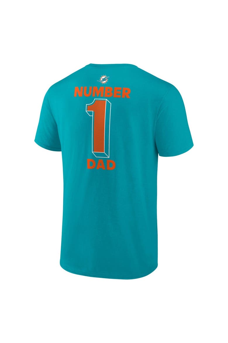 Men's Fanatics  Aqua Miami Dolphins Big & Tall Number One Dad T-Shirt, Alternate, color, Aqua