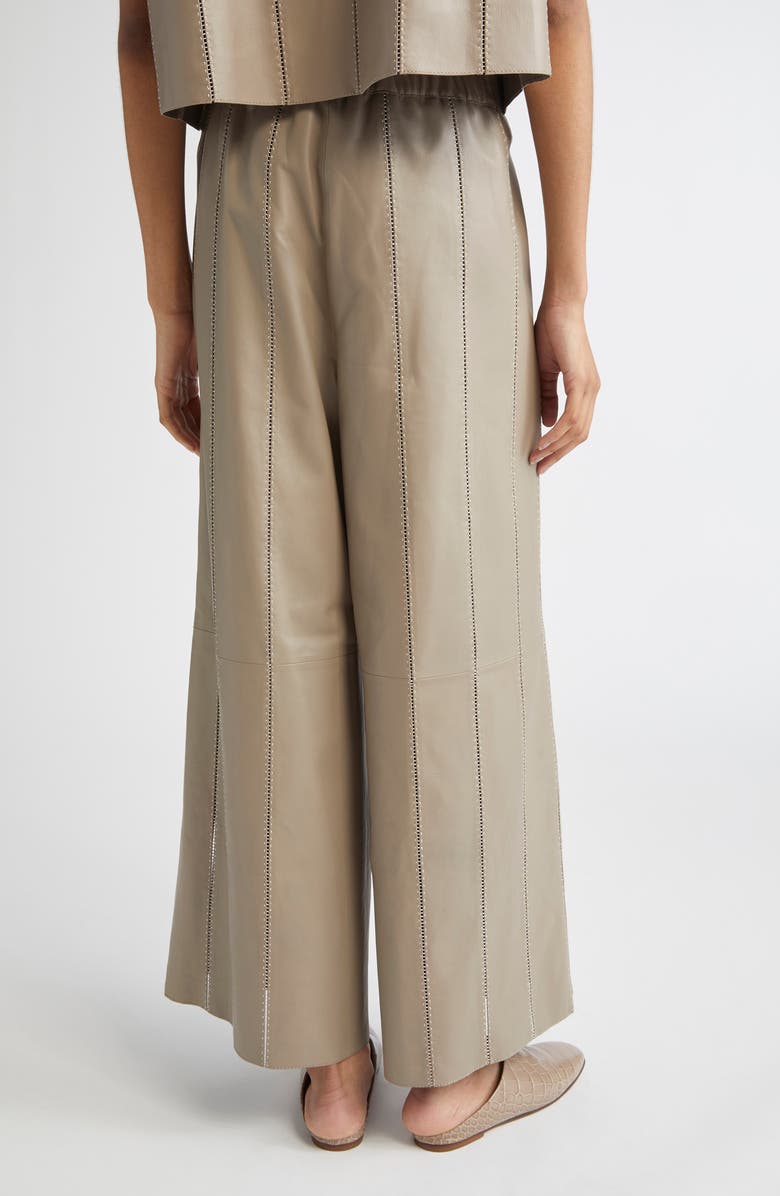 Lafayette 148 New York Riverside Ladder Stitch Lambskin Leather Ankle Pants, Alternate, color, 