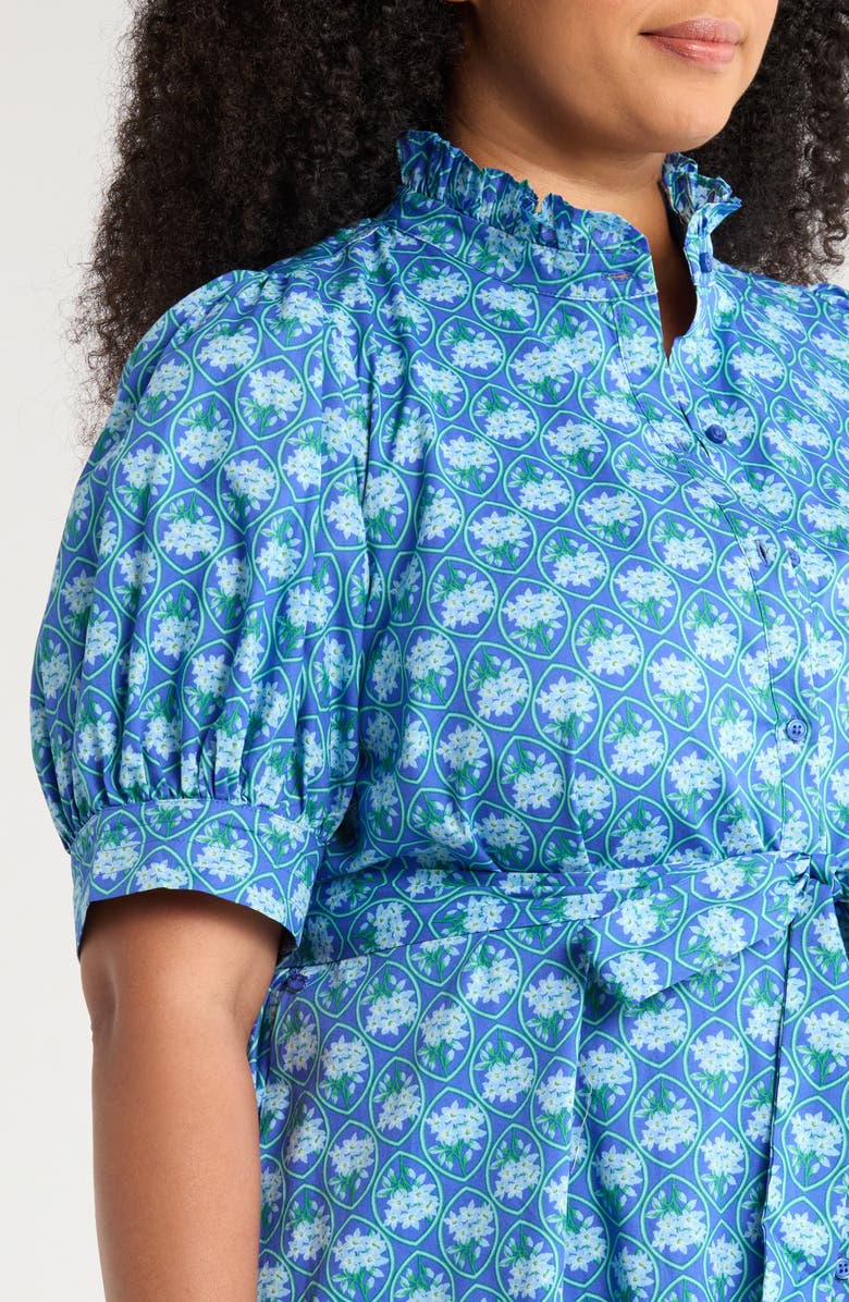 SUGARLIPS Giles Driftwood Floral Cotton Shirtdress, Alternate, color, Blue/ Green