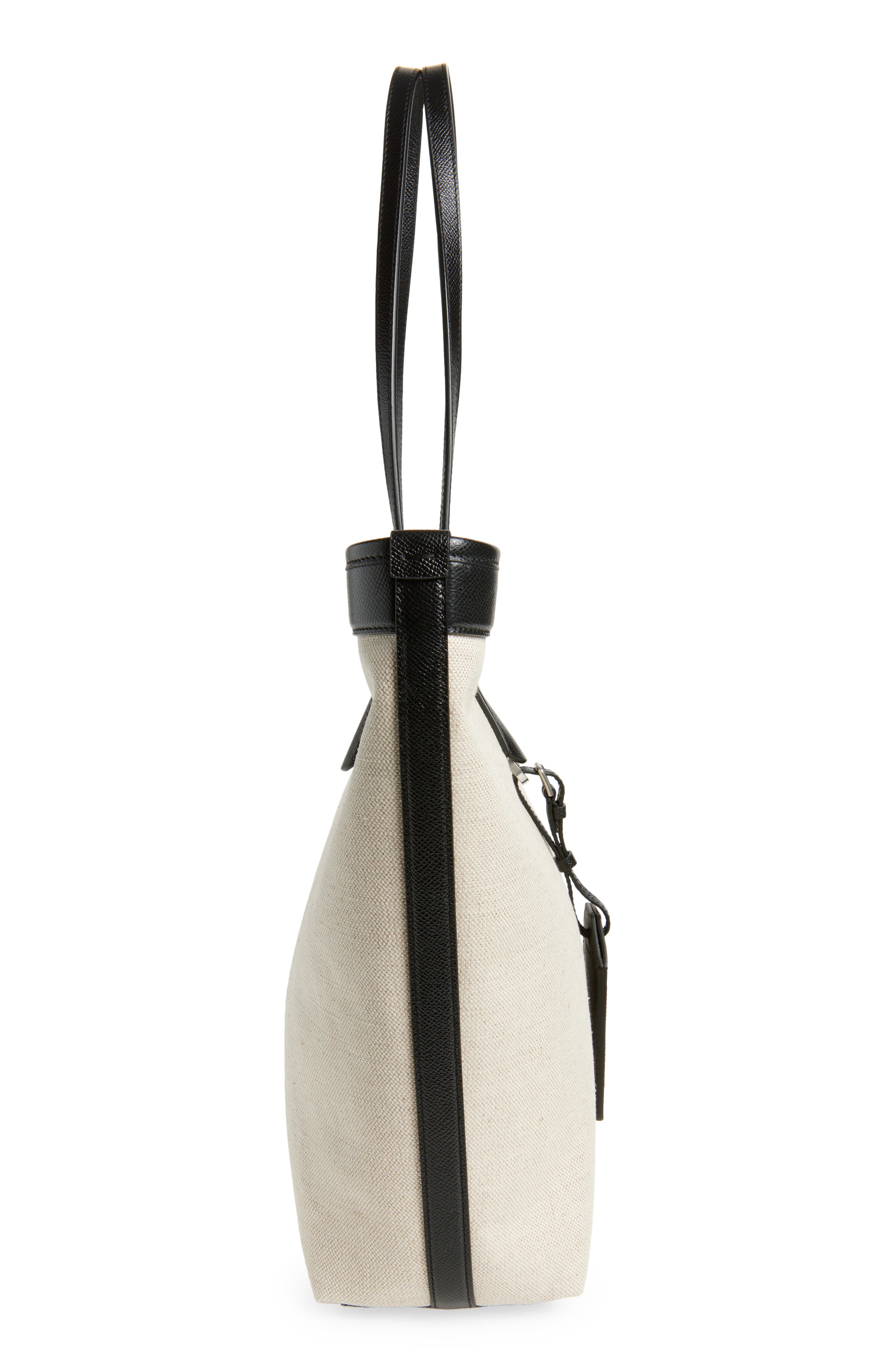 Dolce&Gabbana Atene Canvas Tote, Alternate, color, 8S469 Avorio/ Nero