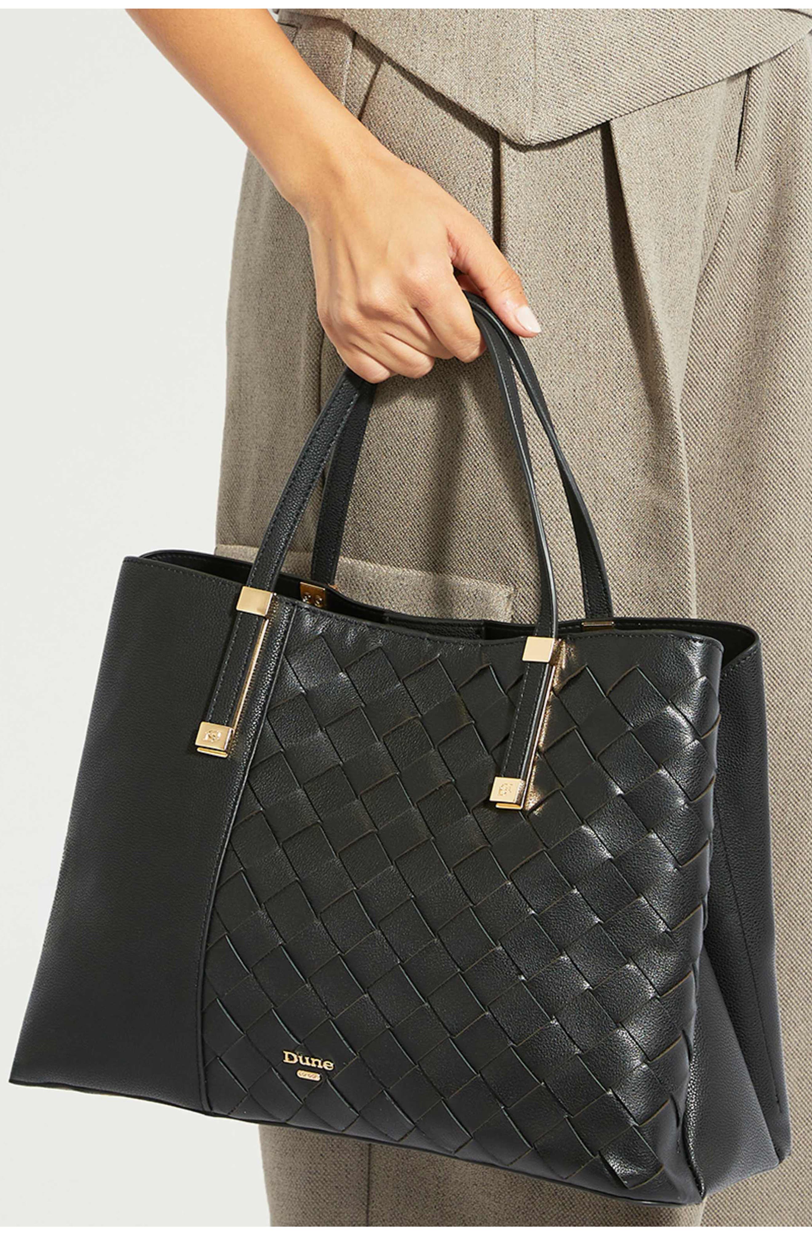 Dune London Dorry Leather Tote, Alternate, color, Black