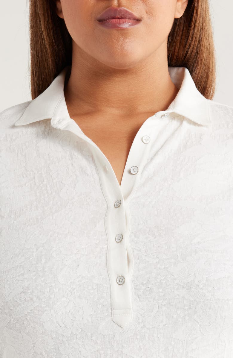 NIC+ZOE Lace Pattern Cotton Knit Top, Alternate, color, Paper White