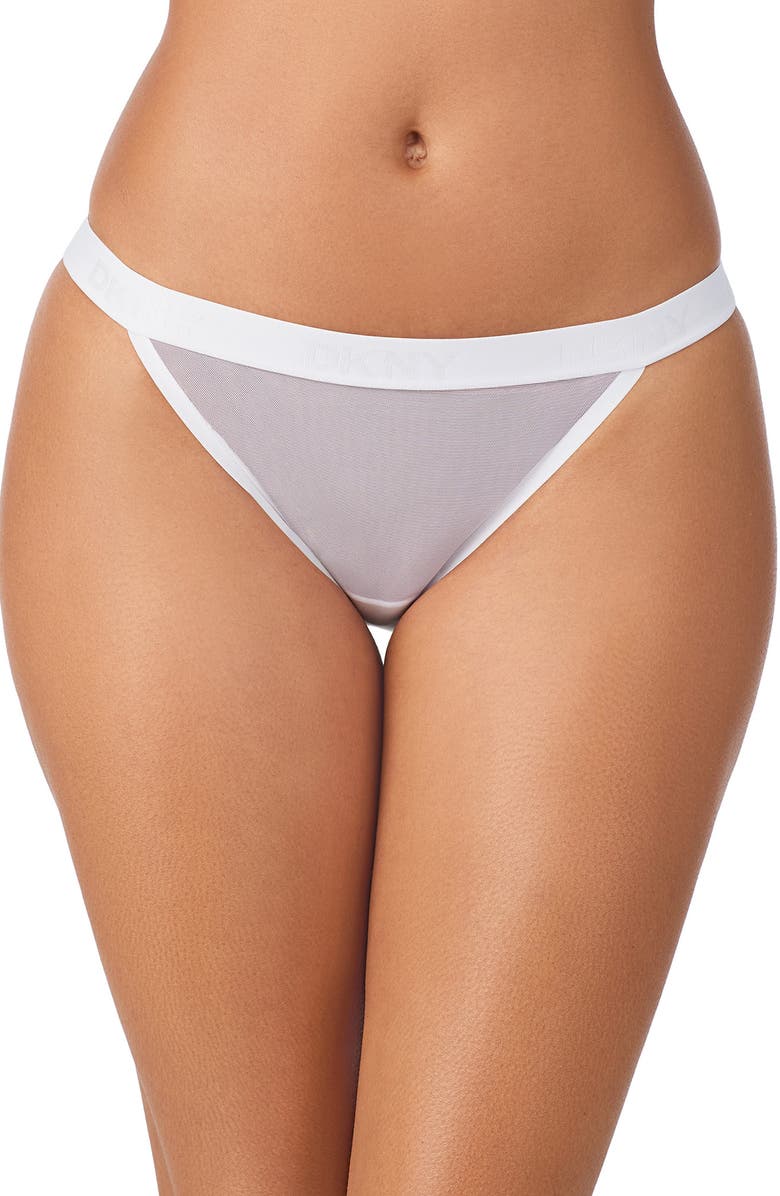 DKNY 3-Pack Mesh Bikini Briefs, Alternate, color, Black White Black