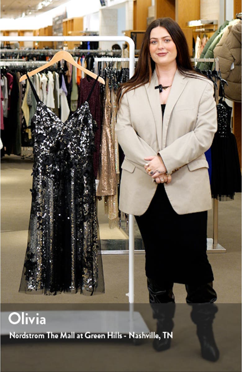 Tahani Sequin Floral Appliqué Cocktail Dress, sales video thumbnail