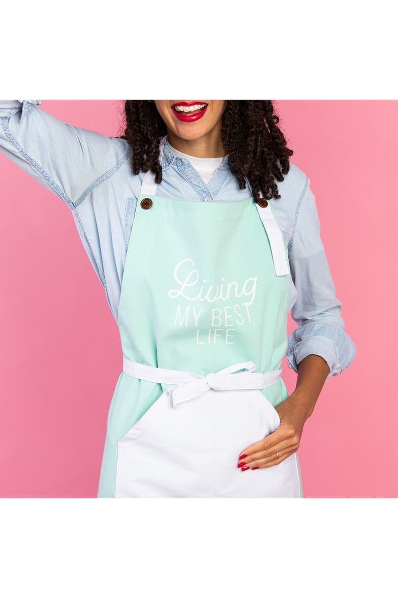 Living My Best Life Apron Cotton Green, Alternate, color, Green