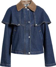 Avec Les Filles Stretch Denim Cape Jacket