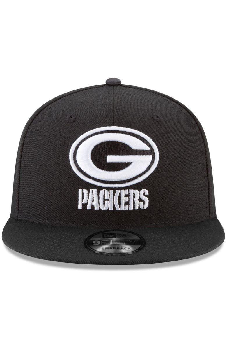 New Era Men's New Era Black Green Bay Packers B-Dub 9FIFTY Adjustable Hat, Alternate, color, Black