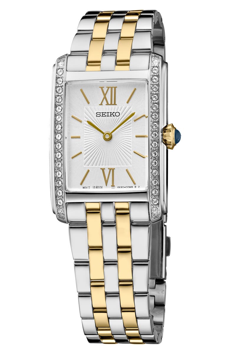 SEIKO WATCHES Essentials Tank Bracelet Watch, 22.7mm x 33.1mm, Main, color, Two Tone