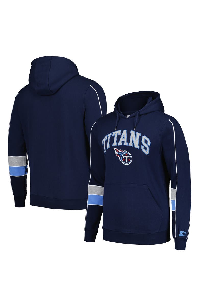 STARTER Men's Starter Navy Tennessee Titans Captain Pullover Hoodie, Alternate, color, Navy