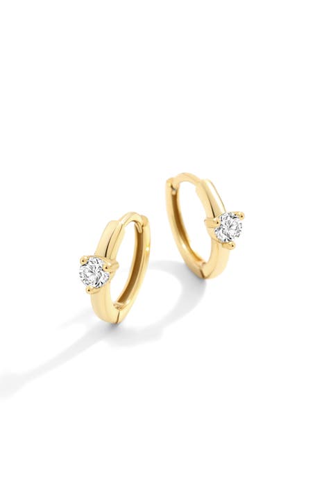 Solitaire Birthstone Huggie Hoop Earrings