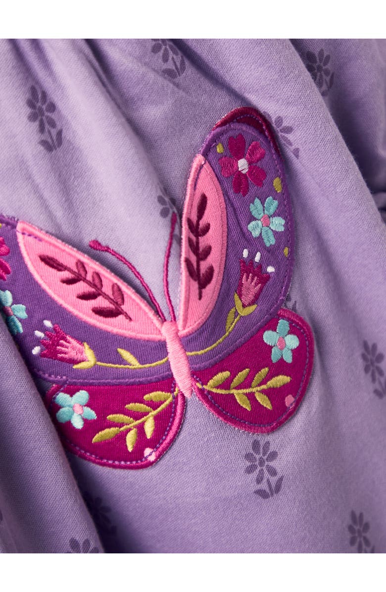 JOJO MAMAN BEBE Kids' Butterfly Appliqué Long Sleeve Cotton Dress, Alternate, color, Purple