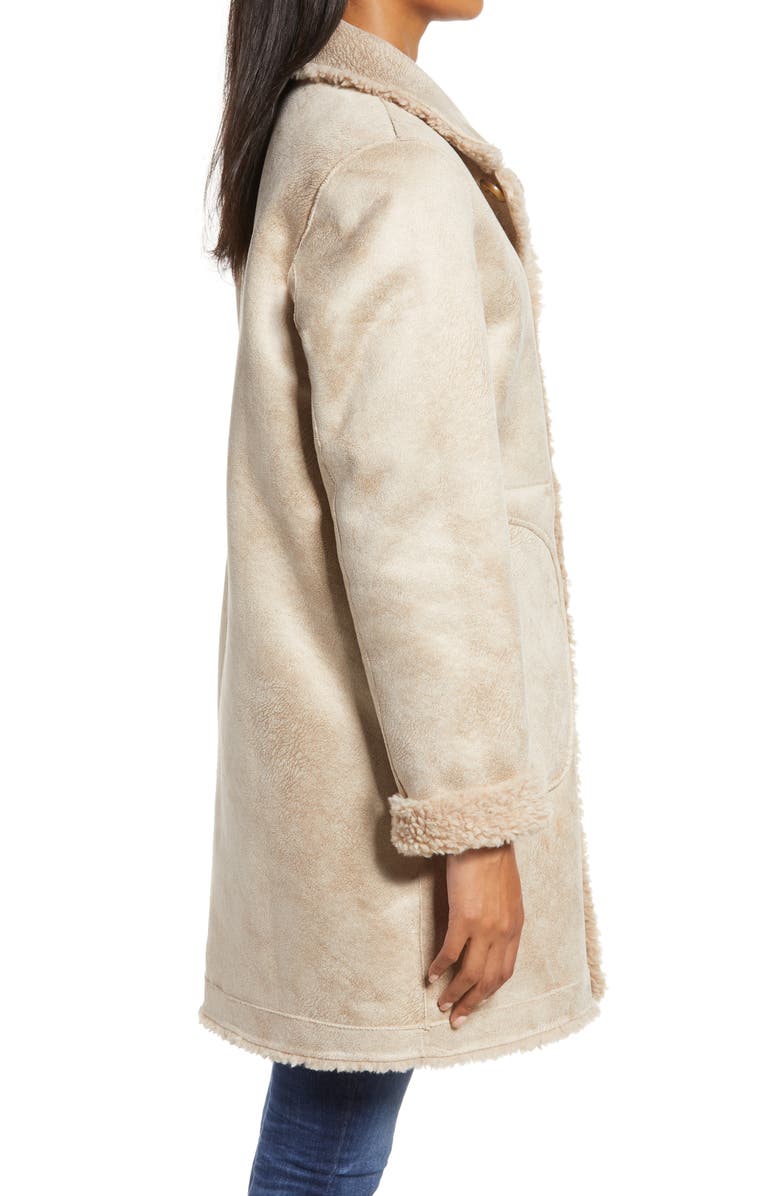 Ellen Tracy Reversible Faux Shearling Coat, Alternate, color, 