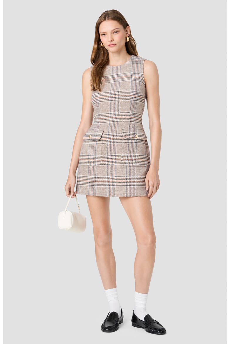 Sutton Plaid Minidress, Alternate, color, ASH GRAY MULTI