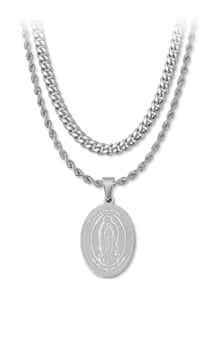AMERICAN EXCHANGE Men's Virgin Mary Pendant Necklace