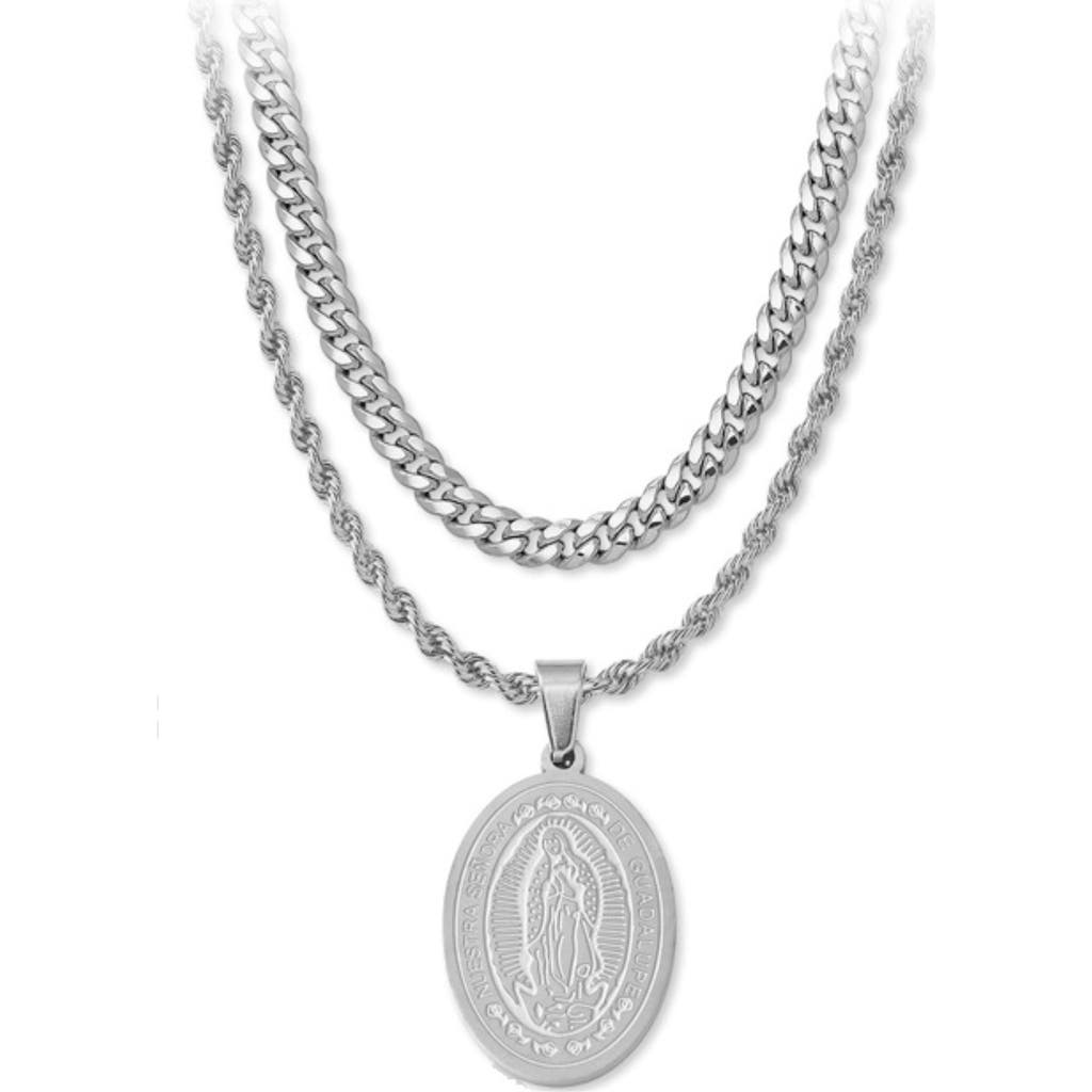 American Exchange Virgin Mary Pendant Necklace In Silver