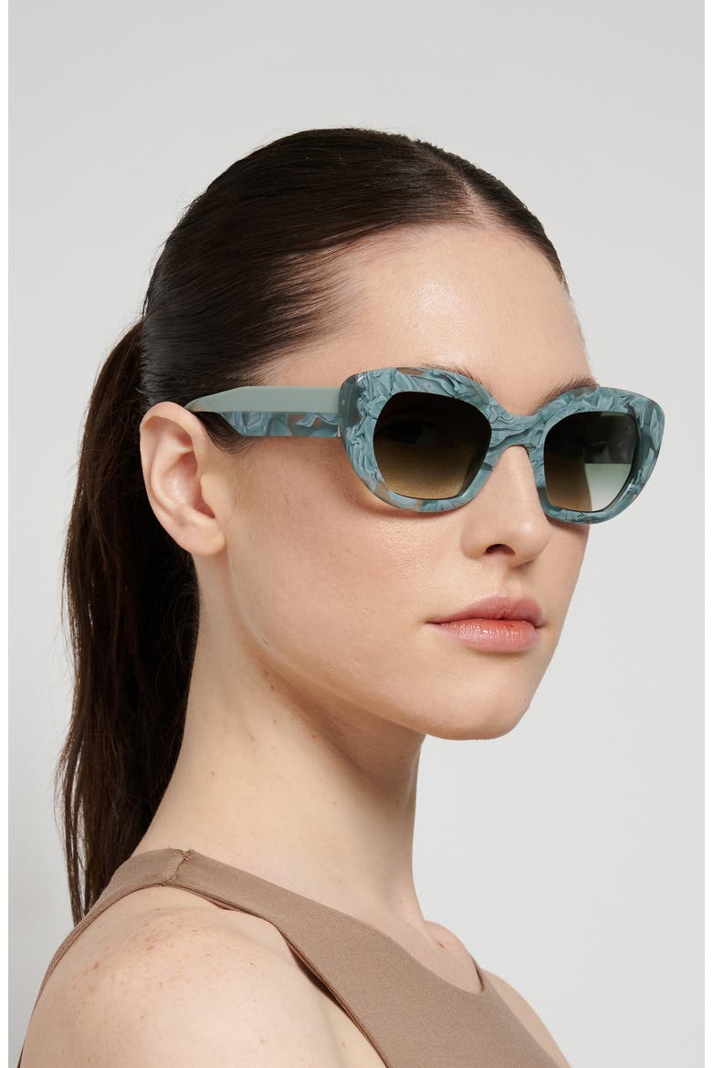 51mm Gradient Butterfly Sunglasses, Alternate, color, MARBLE GREEN/ GREEN SHADED