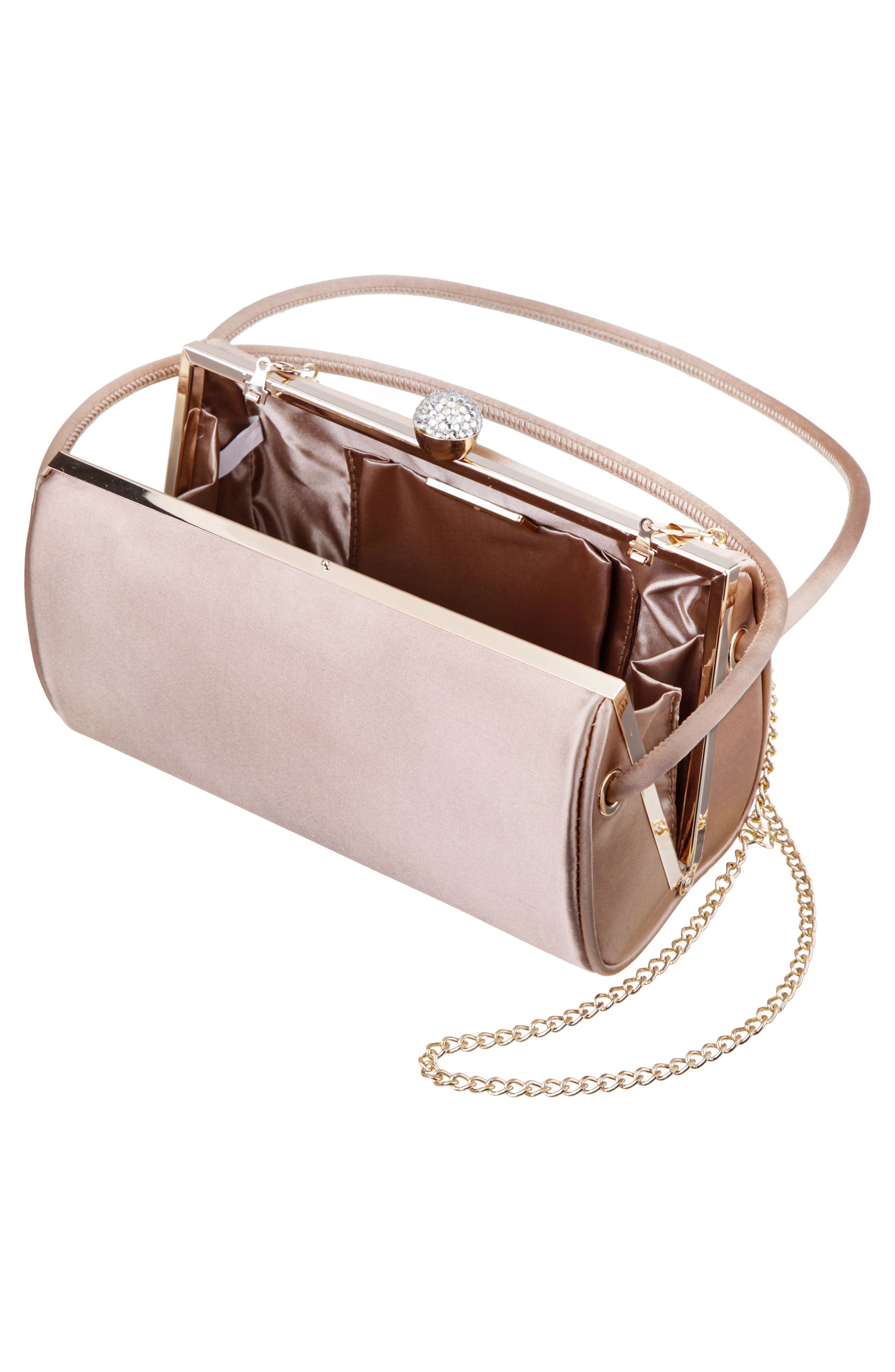 Khalani Satin Clutch, Alternate, color, HONEY