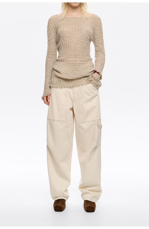 Bimba Y Lola Denim Trousers With Zips In Neutral
