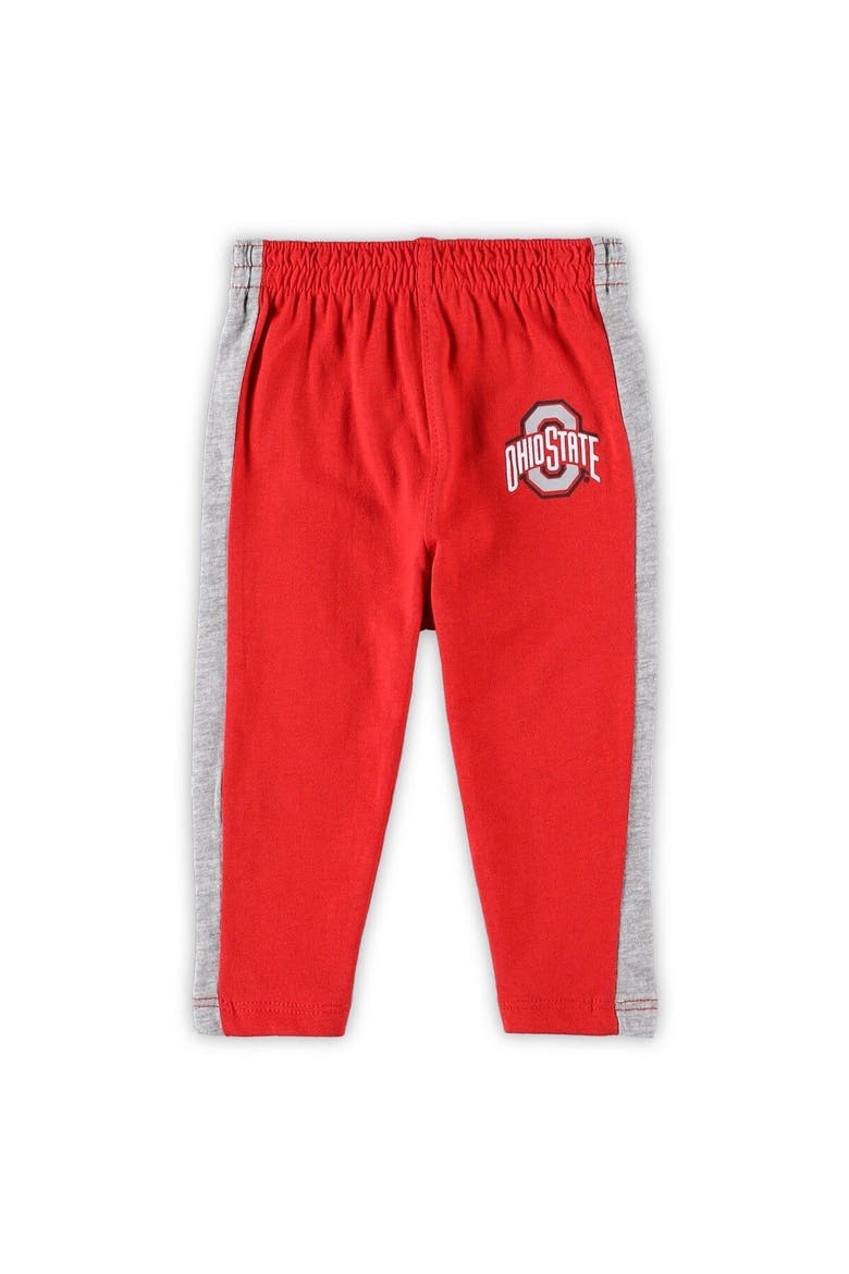 Newborn & Infant Scarlet/Heathered Gray Ohio State Buckeyes Little Kicker Long Sleeve Bodysuit & Sweatpants Set, Alternate, color, Scarlet