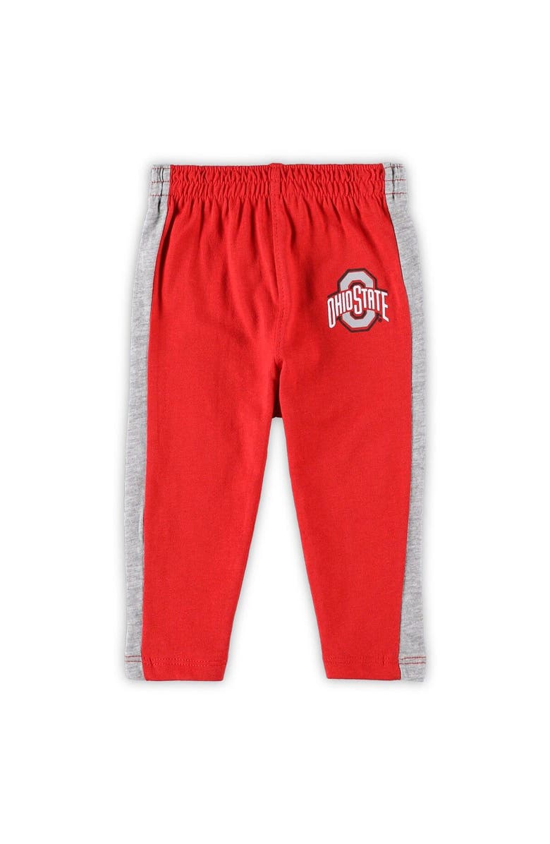 Outerstuff Newborn & Infant Scarlet/Heathered Gray Ohio State Buckeyes Little Kicker Long Sleeve Bodysuit & Sweatpants Set, Alternate, color, 