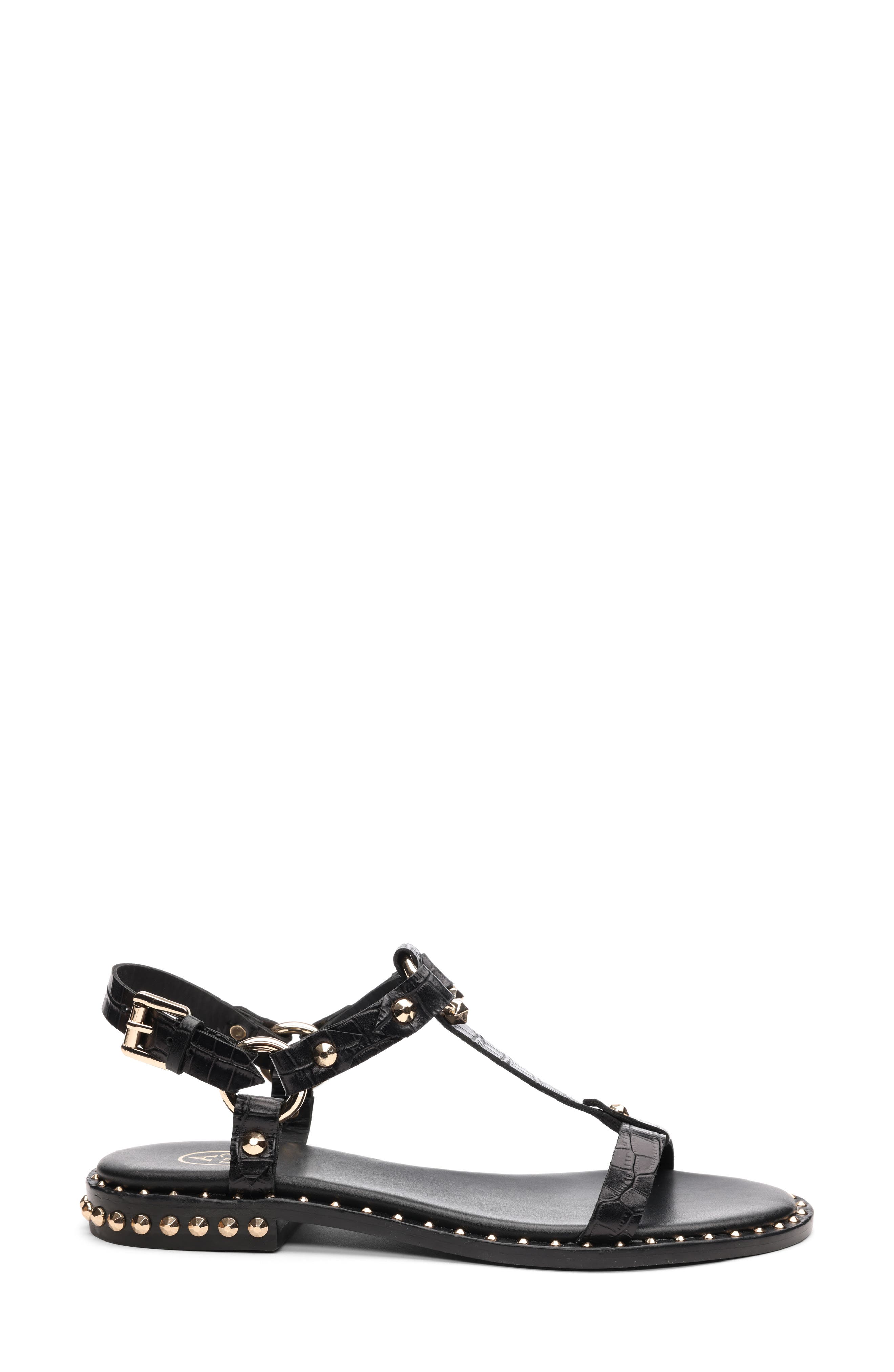 Patsy Stud Ankle Strap Sandal, Alternate, color, BLACK