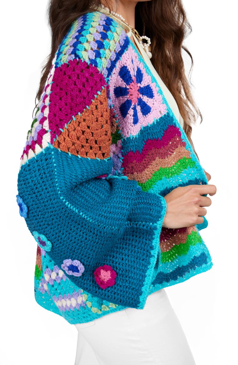 SAACHI Mixed Pattern Crocheted Cardigan, Alternate, color, Multi