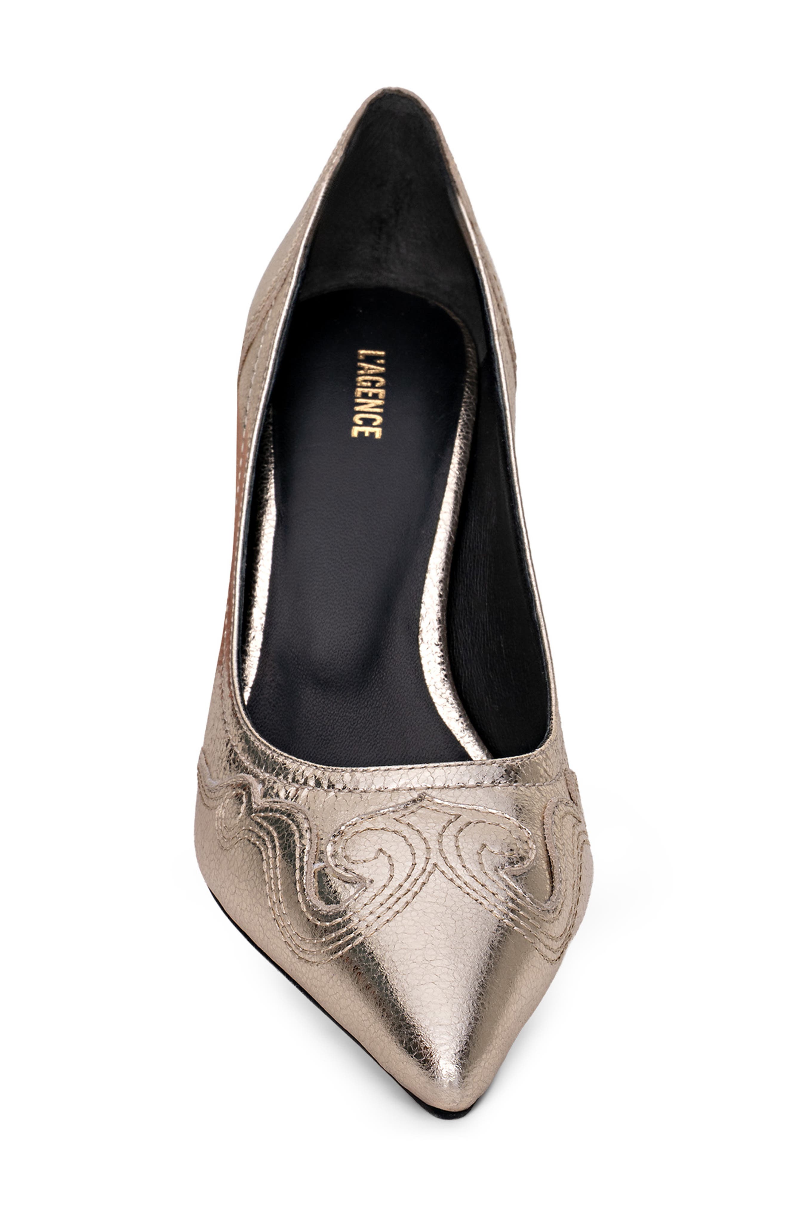 L'AGENCE Amandine Pointed Toe Pump, Alternate, color, Gold Metallic