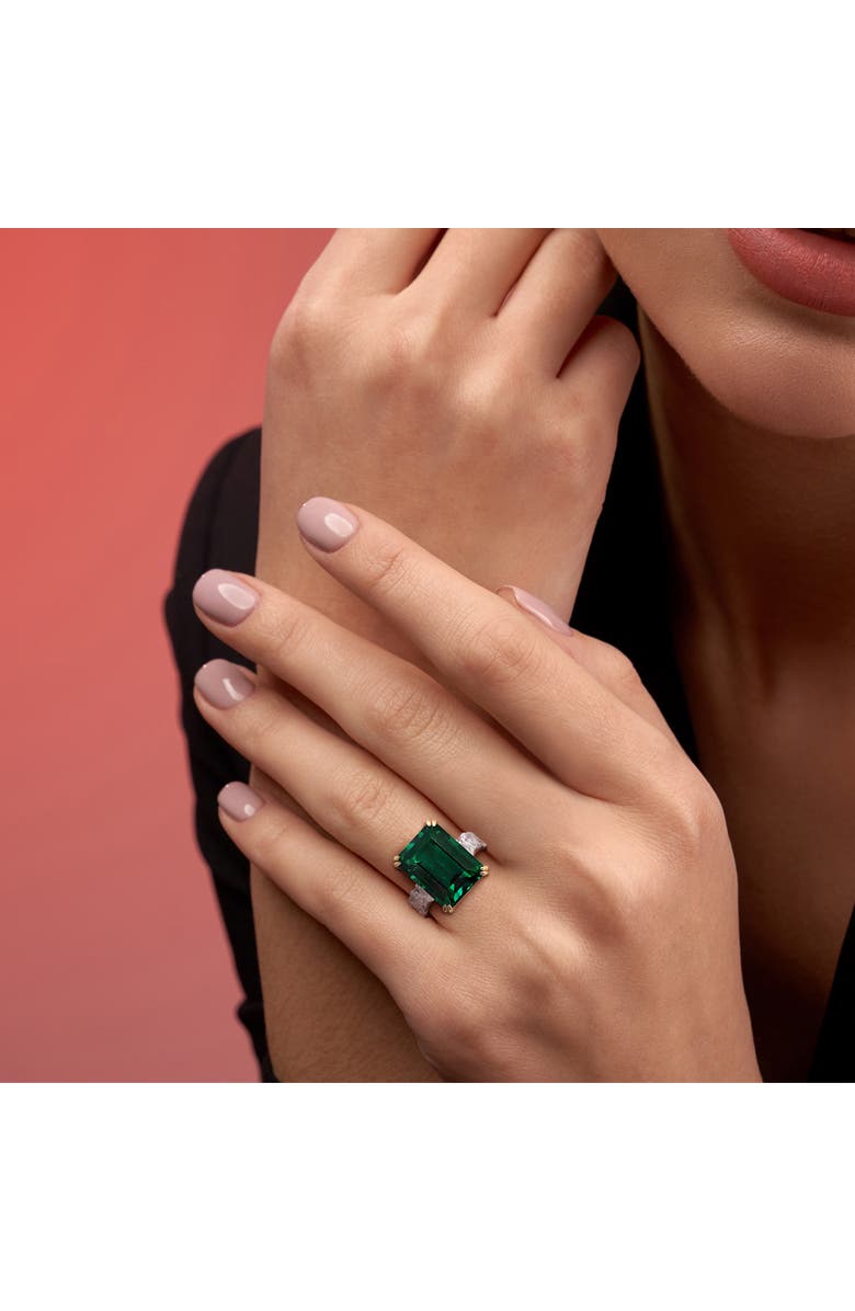 Julianna B. Lab-Created Emerald & Diamond Cocktail Ring 18k, Alternate, color,
