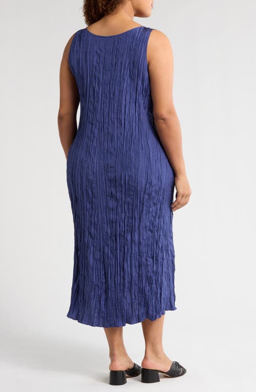 Eileen Fisher Pleated Silk Midi Dress In Bluette