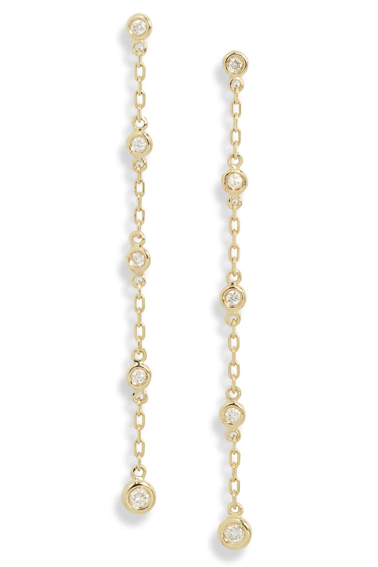Diamond Bezel Chain Earrings, Main, color, YELLOW GOLD